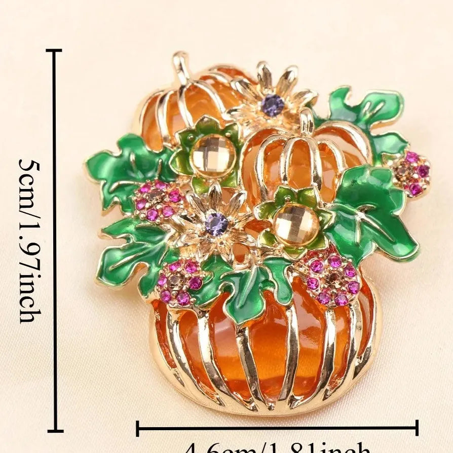 Luxury Halloween Pumpkin Brooch Pin Classic Jewelry Gift for Men Women