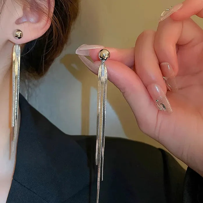 Bohemia Metallic Long Tassel Butterfly Dangle Earrings for Women Jewelry Gift