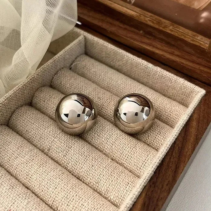 European Style Punk Geometric Gold Metal Round Stud Earrings for Women