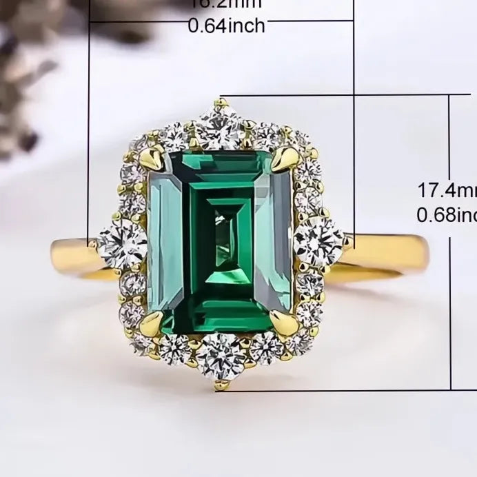 Luxury Square Green Cubic Zirconia Wedding Band Ring for Women