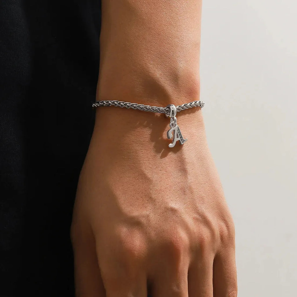 Stainless Steel Punk Initial Alphabet Charm Bracelet for Women Men Hypoallergenic Jewelry Gift Waterproof