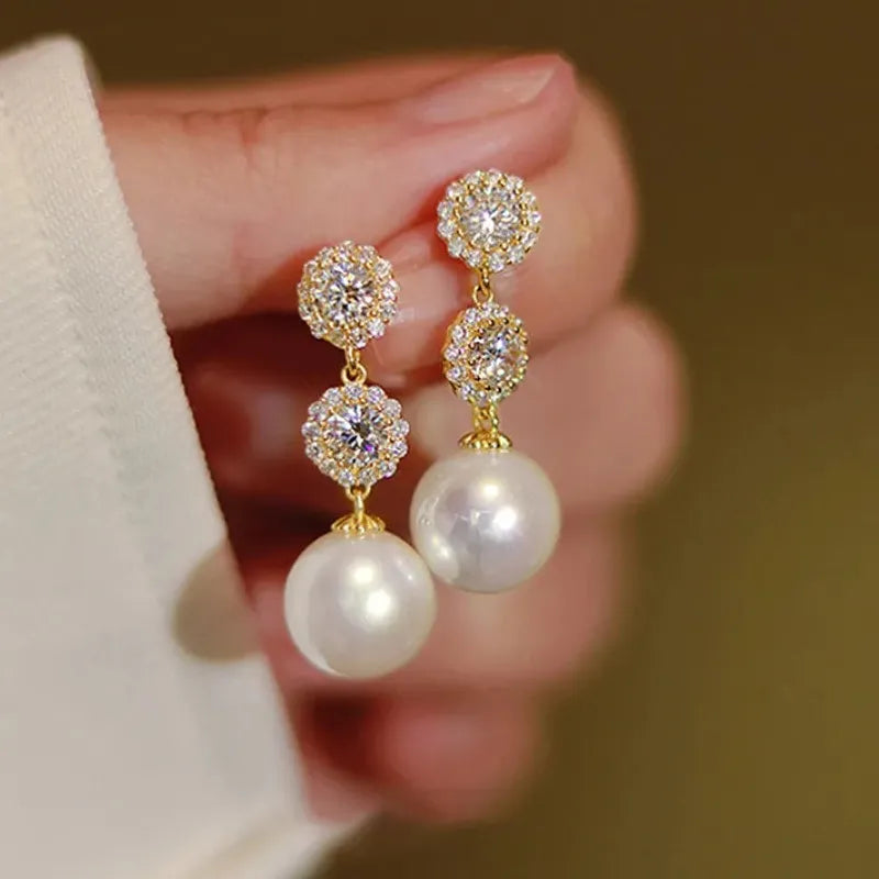 Delicate Imitation Pearl Drop Earrings Wedding Bride Accessories Elegant Jewelry