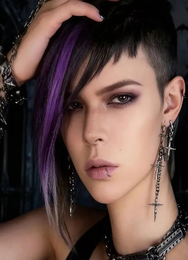 Copper Neo-Gothic Cross Drop Earrings Unisex Fashion Jewelry Statement