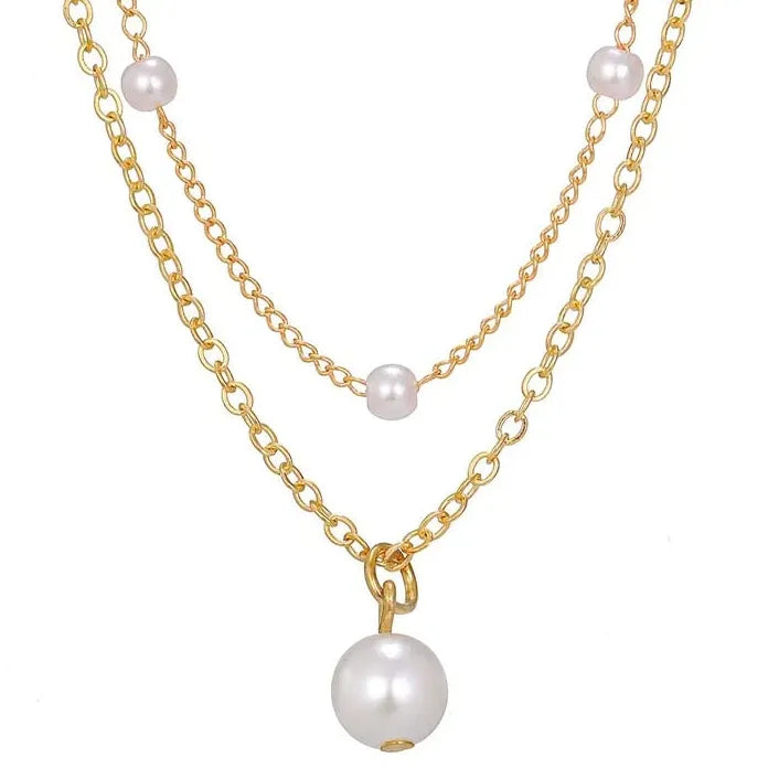 2026 Gold Pearl Choker Necklace for Women Double Layer Fashion Jewelry Gift