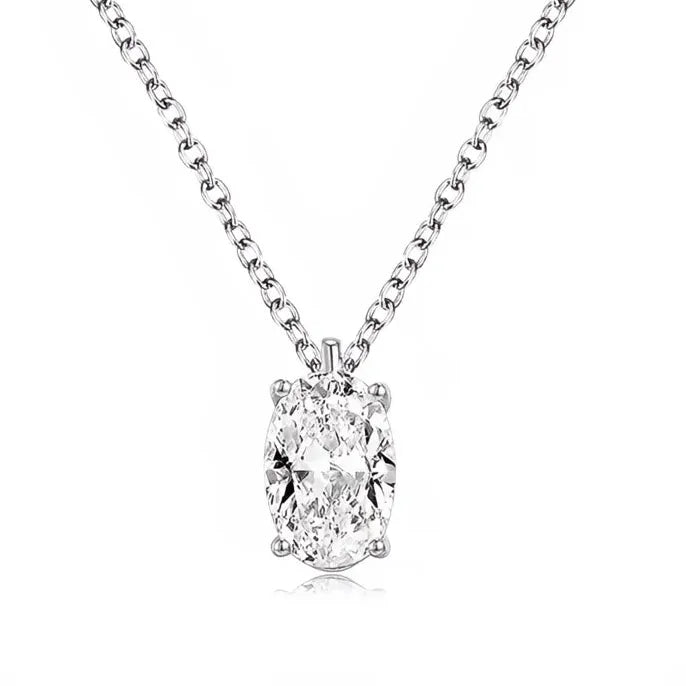Copper Alloy Oval Pendant Necklace with Cubic Zirconia – Trendy Gift