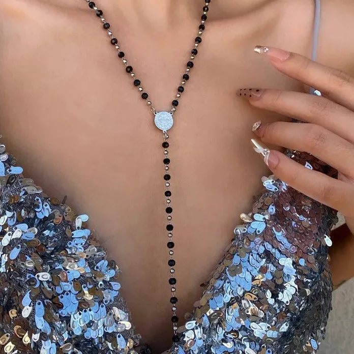 Bohemian Y-Shaped Copper Necklace with Colorful Crystal Zircon Gold Chain
