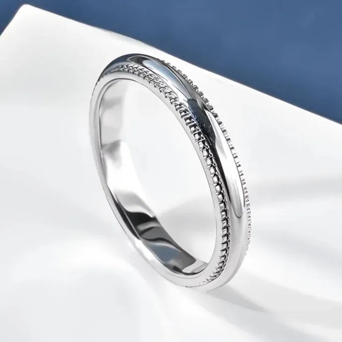 Minimalist Silver Tone Geometric Brass Ring for Women Wedding Engagement Band Jewelry