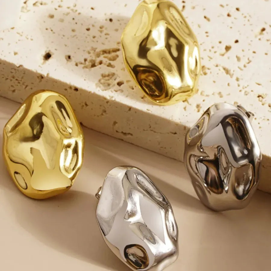 Irregular Geometric Stainless Steel Earrings 18K Gold Plated Tarnish Free