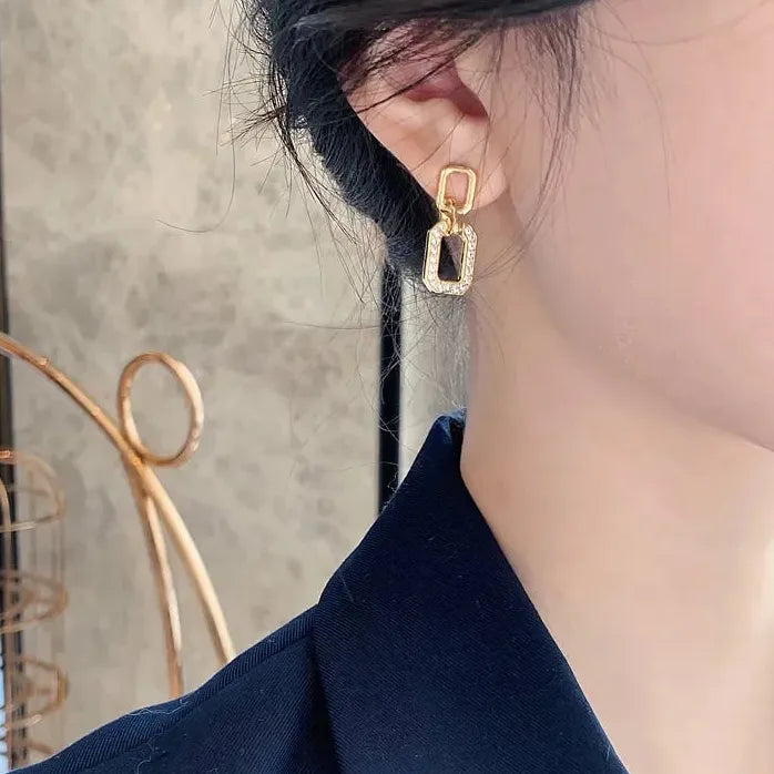 Luxury Micro Inlaid Zircon Geometric Square Dangle Earrings Women 2024 Party Jewelry