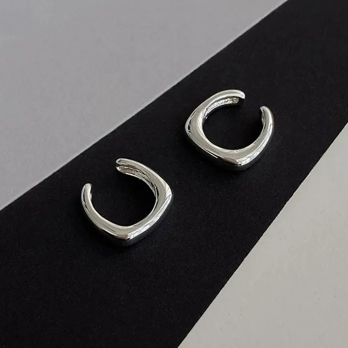 Unique Asymmetry Round Cartilage Metal Ear Clips Fake Piercing Gift Jewelry