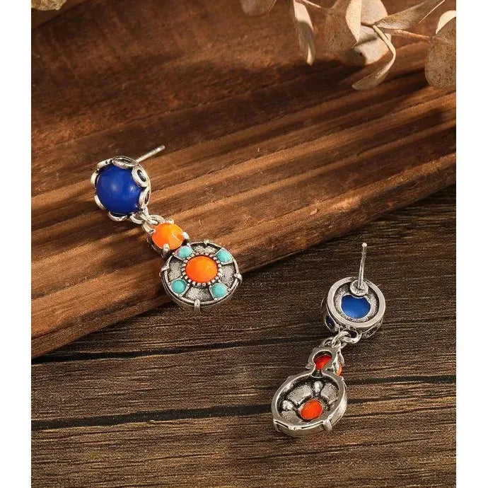 Silver Water Drop Dangle Earrings with Natural Stone for Women Bridal Wedding Gifts