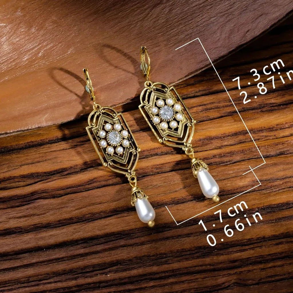 Handmade Vintage Bohemian Geometric Waterdrop Stone Earrings for Women & Girls