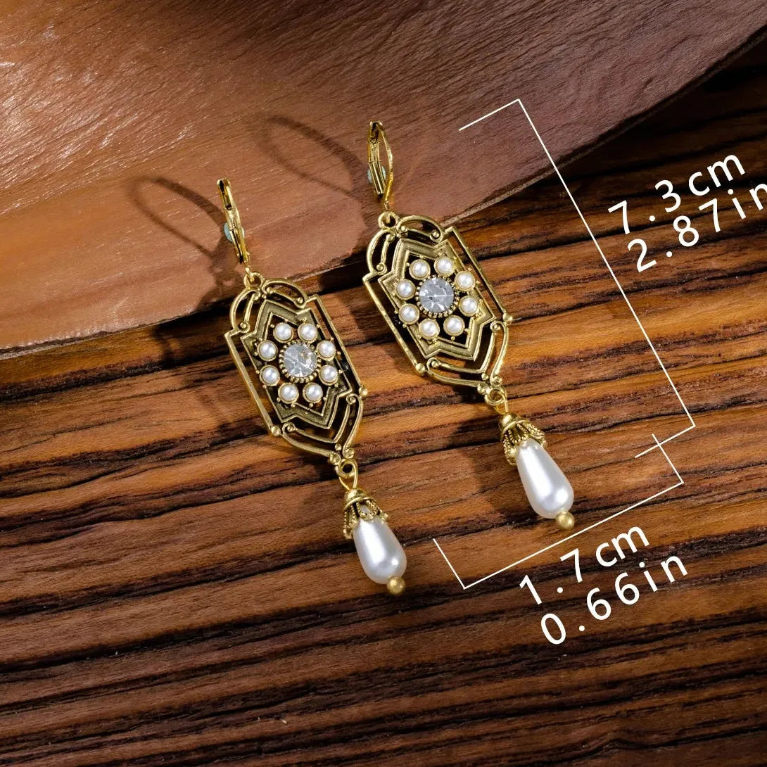 Handmade Vintage Bohemian Geometric Waterdrop Stone Earrings for Women & Girls