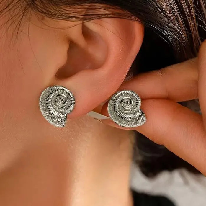 Bohemian Stainless Steel Animal Conch Stud Earrings for Women Gift