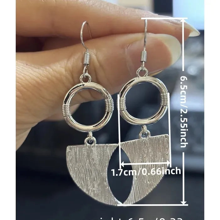 Bohemian Ethnic Geometric Zinc Alloy Pendant Earrings Hollow Crescent Design Women