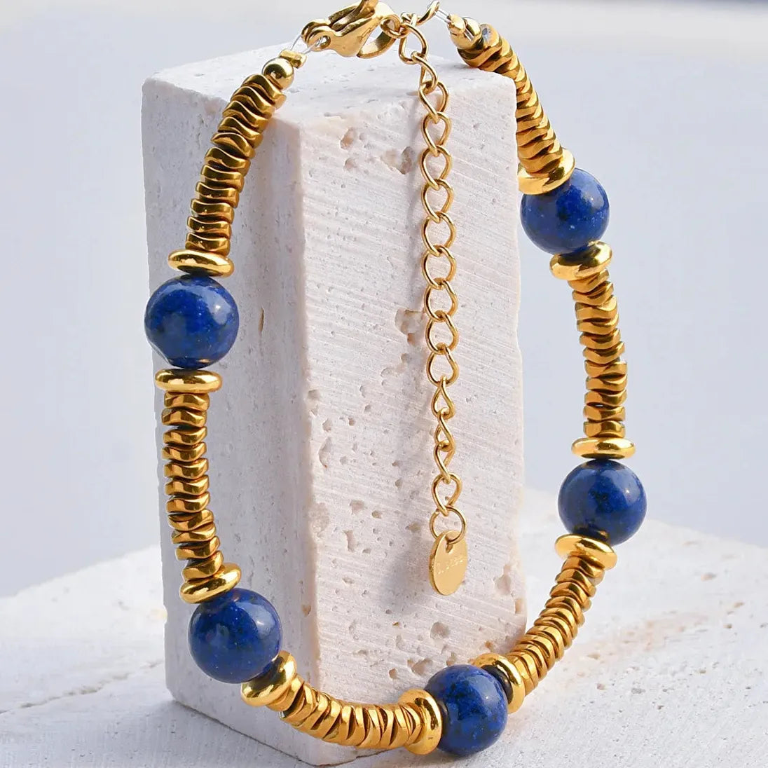Boho Handmade Bead Stained Glass 18K Gold Plated Stainless Steel Choker Necklace Women