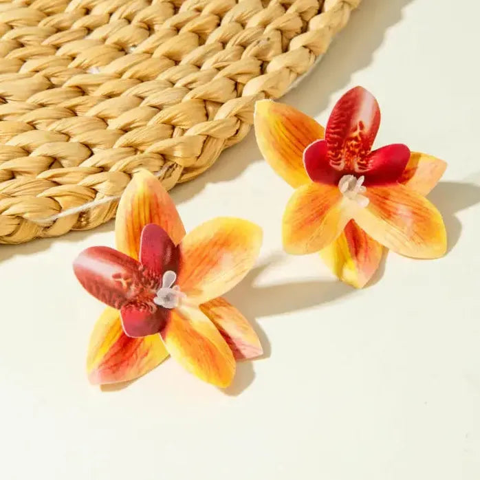 Bohemian Vintage Plant Motif Cotton Stud Earrings for Women Girls Fashion Jewelry