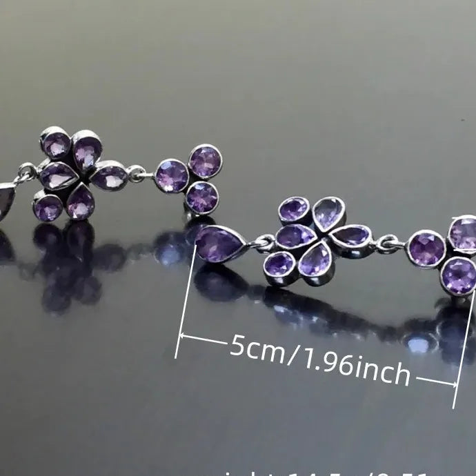 Vintage Bohemian Women's Purple Crystal Drop Earrings Ethnic Pendant Jewelry Gift
