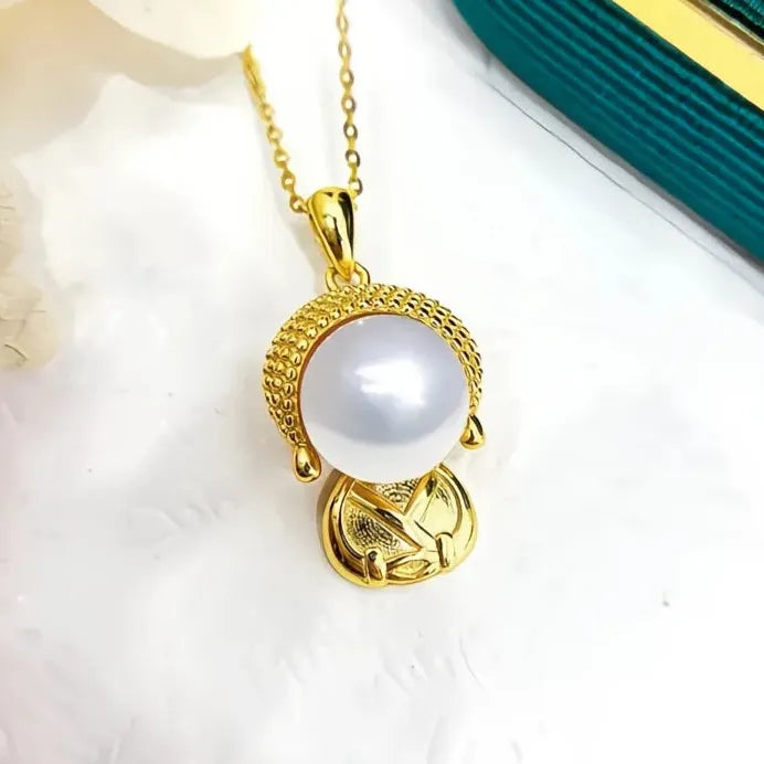 Copper Alloy Buddha Pendant Necklace for Women with Pearl Fashion Jewelry