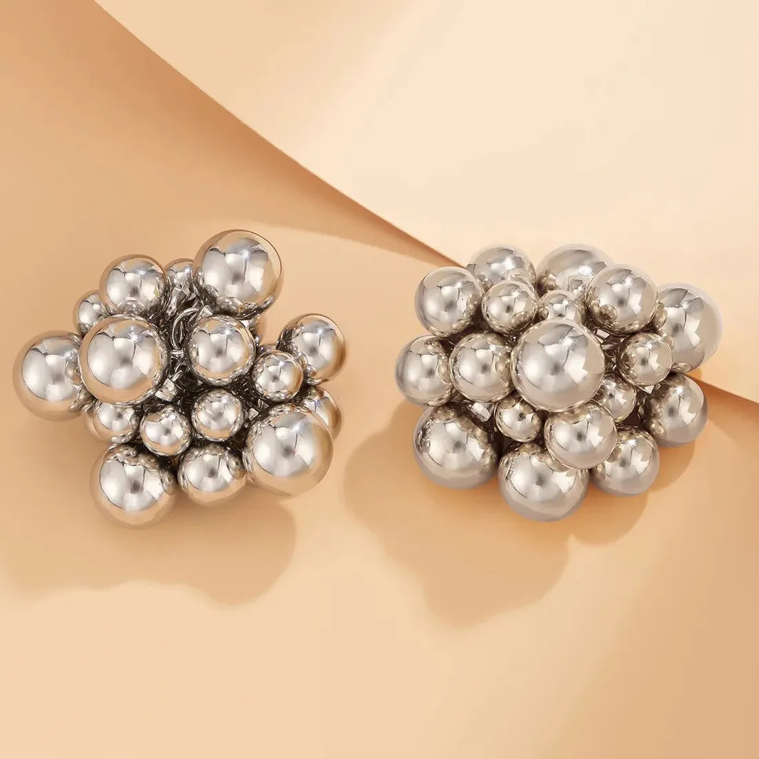 Vintage Geometric Zinc Alloy Metal Ball Stud Earrings for Women Girls 2026