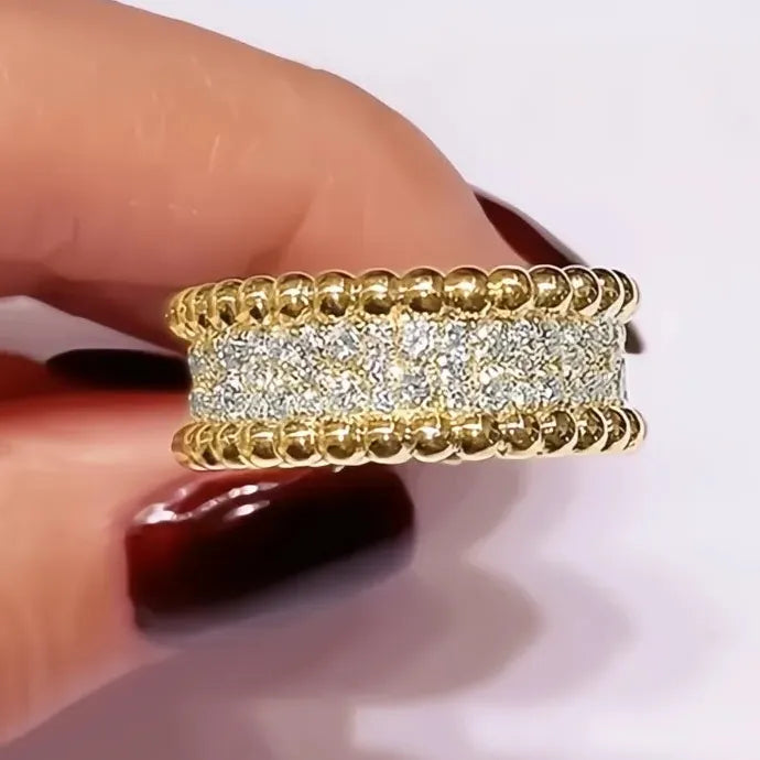 Bling Bling Geometric Brass Promise Rings for Women Wedding Bands with CZ Stones