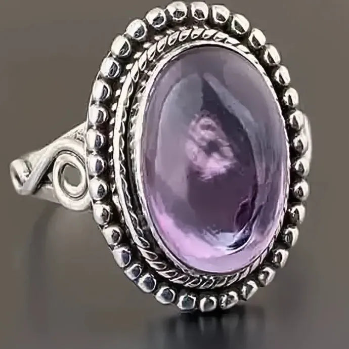Vintage Silver Brass Engagement Ring for Women with Shining CZ & Geometric Design