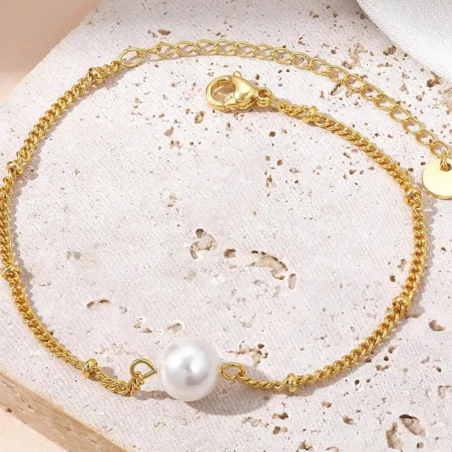 Minimalist Stainless Steel Pearl Bracelet Hypoallergenic Elegant Jewelry Gift for Women