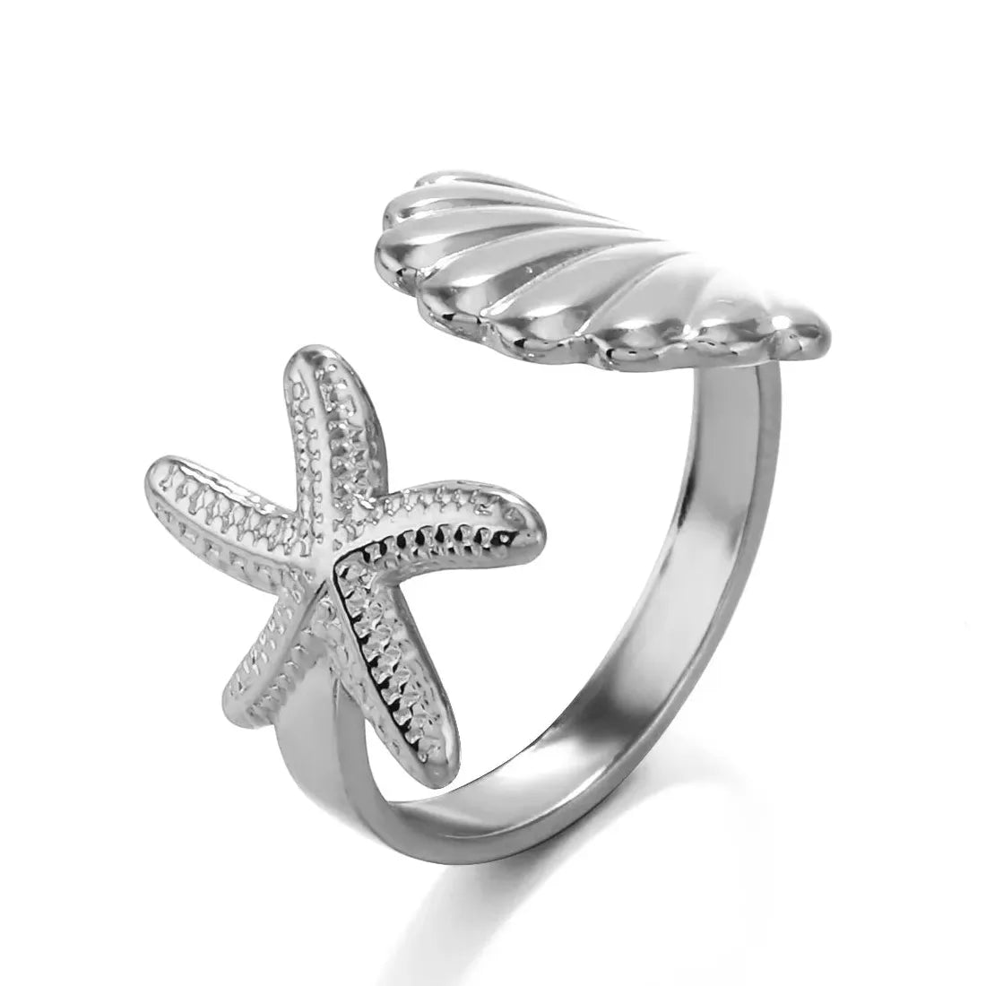18K Gold Color Geometric Wide Stainless Steel Waterproof Ring for Women Jewelry