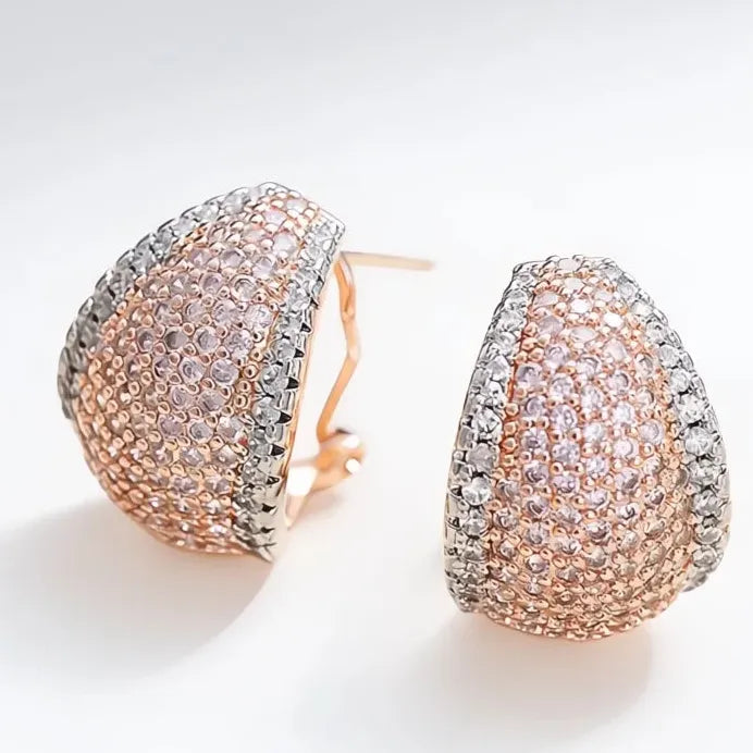 Two Tone Geometric Cubic Zirconia Drop Cuff Earrings for Women Gift
