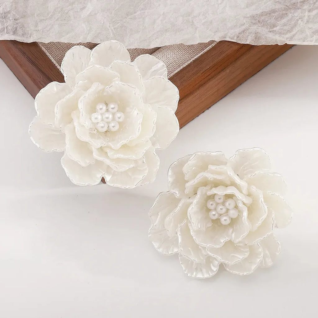 Multi-Layer Imitation Pearl Flower Stud Earrings for Women Party Jewelry
