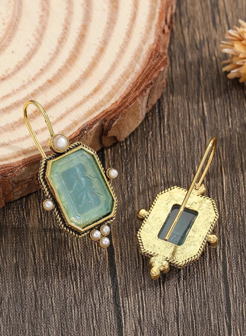 Vintage Geometric Pearl Drop Earrings Women Zinc Alloy Bridal Jewelry Gift