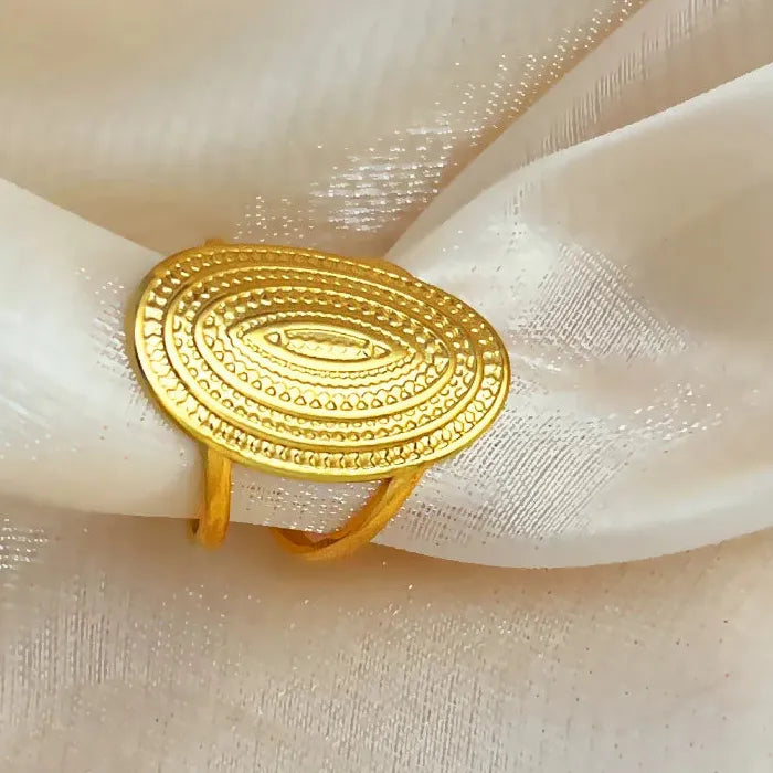 18K Gold Color Stainless Steel Heart Ring Wedding Couple Jewelry Gift