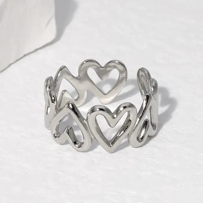 Vintage Stainless Steel Geometric Open Cocktail Ring for Women Men Gift Party