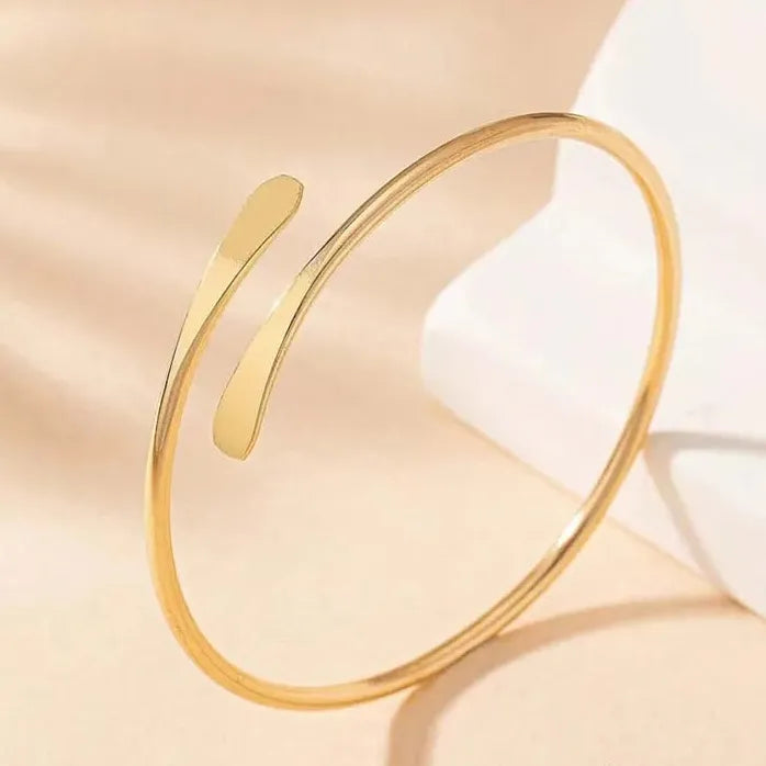 Punk Gold Color Adjustable Cuff Bracelet for Men Women Trendy Jewelry