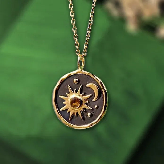 Moonstone Crescent Moon Pendant Necklace Vintage Boho Celestial Jewelry Gifts