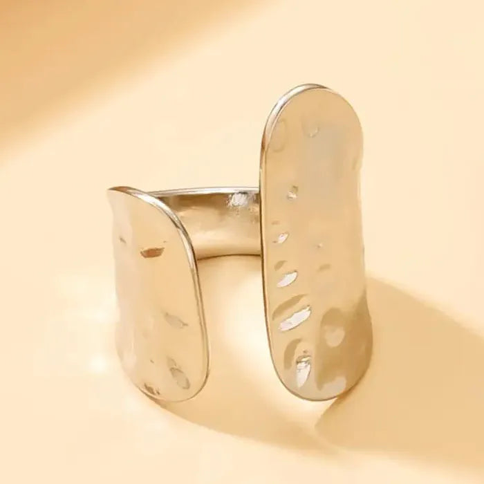 Wide Geometric Irregular Gold Silver Fashion Ring for Women Men