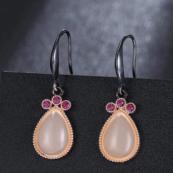 Bohemian Multi-Color Zinc Alloy Hook Pendant Earrings for Women Retro Ethnic