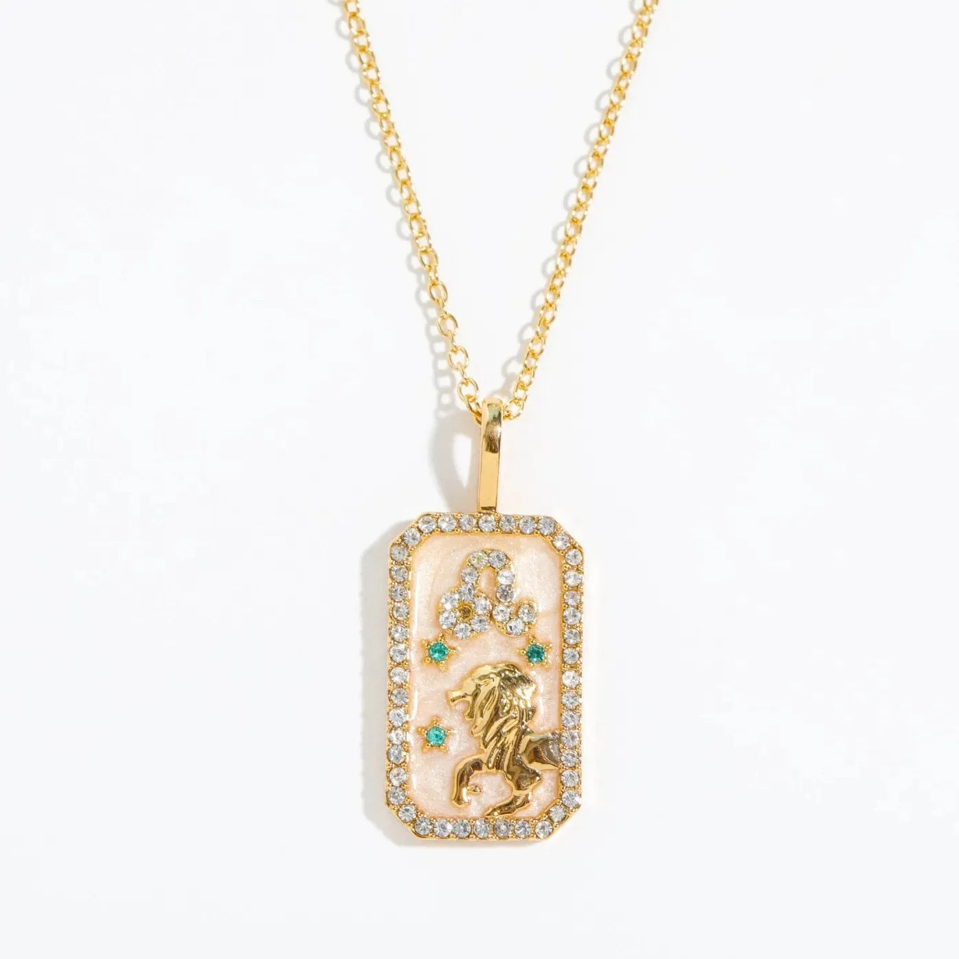 Stainless Steel 12 Constellation Necklace White Shell Zircon Punk Jewelry Pendant
