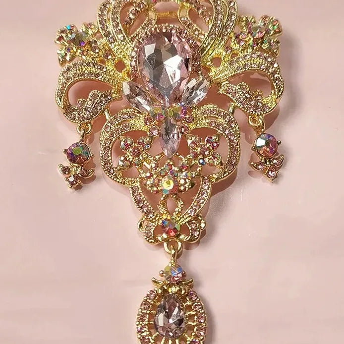 Vintage Ladies Rhinestone Hollow Flower Brooch Pin for Elegant Style