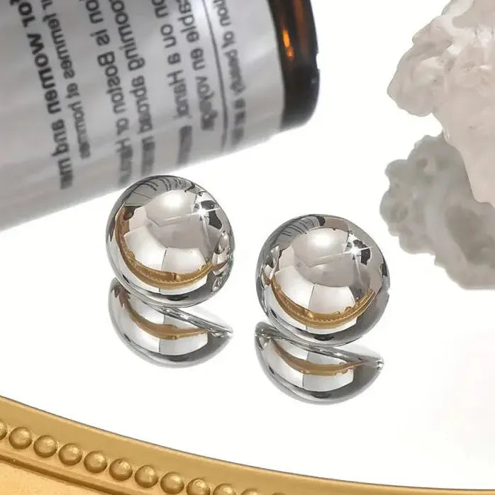 Simplicity Metal C-Shaped Round Stud Earrings for Women Fashion Jewelry Gift