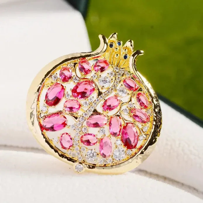 Light Luxury Geometric Pomegranate Brooch for Women Stylish Accessory