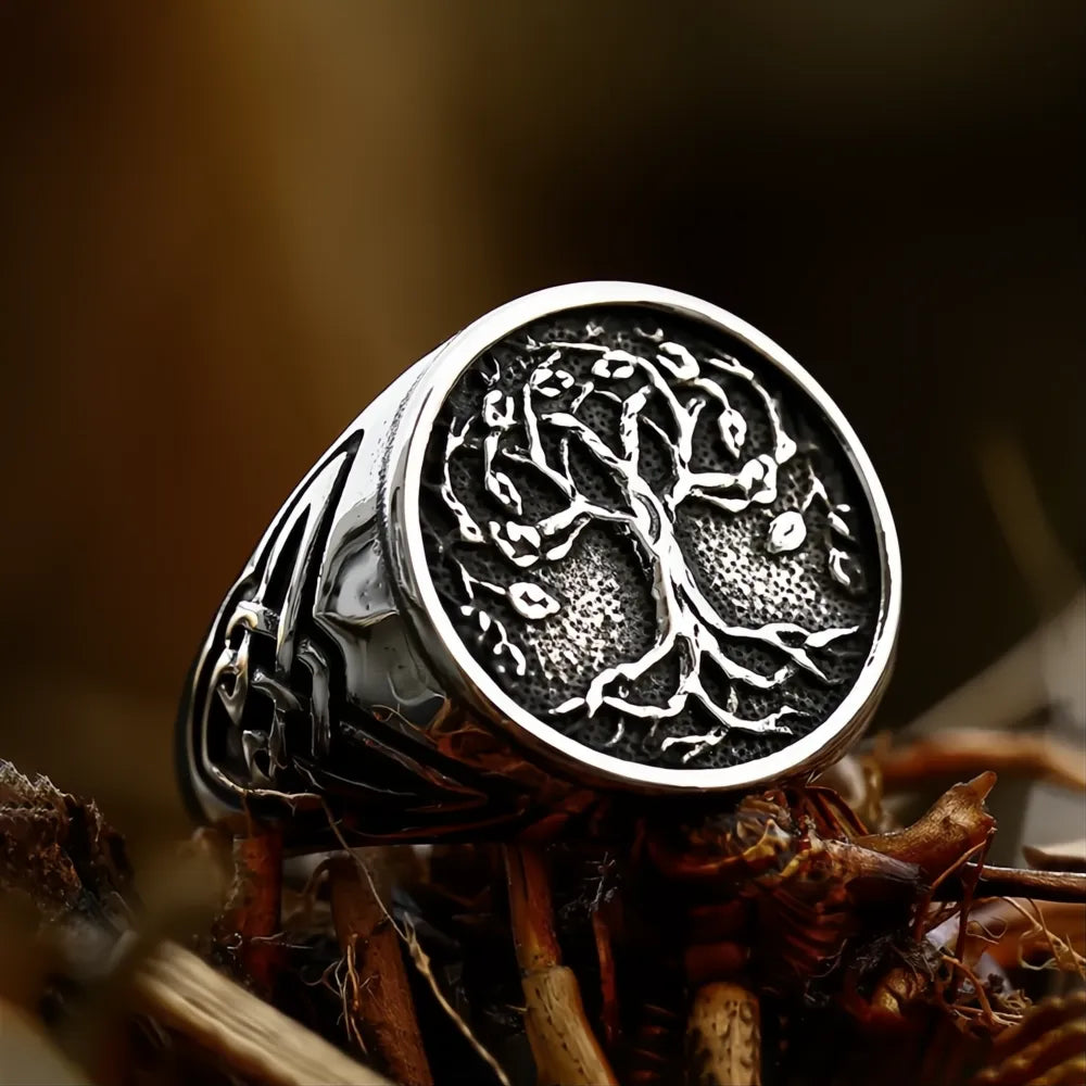 Viking Tree of Life Ring – Stainless Steel Yggdrasil Nordic Mythology Ring