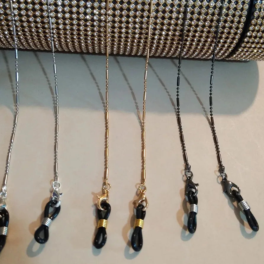 Fashion Woman Zinc Alloy Cylinder Bead Sunglasses Chain Eyeglasses Holder