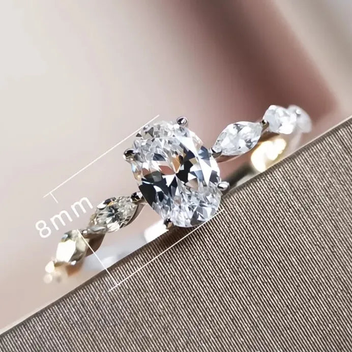 Elegant Women’s Geometric CZ Wedding Party Ring Stylish Simple Jewelry
