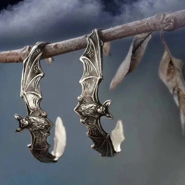 Silver Color Bat Dangle Earrings for Women Halloween Animal Zinc Alloy Jewelry Gift