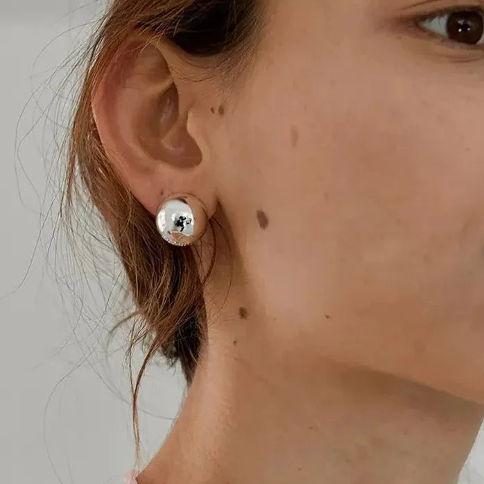 European Style Punk Geometric Gold Metal Round Stud Earrings for Women
