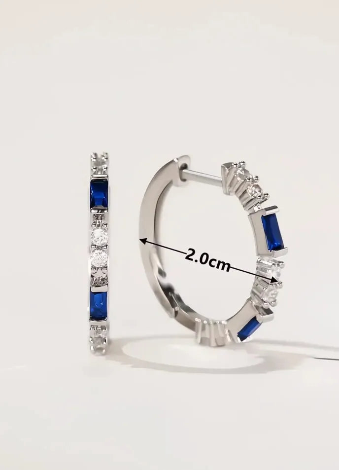 Colorful Cubic Zirconia Geometric Hoop Earrings for Women Copper Alloy Bridal Jewelry