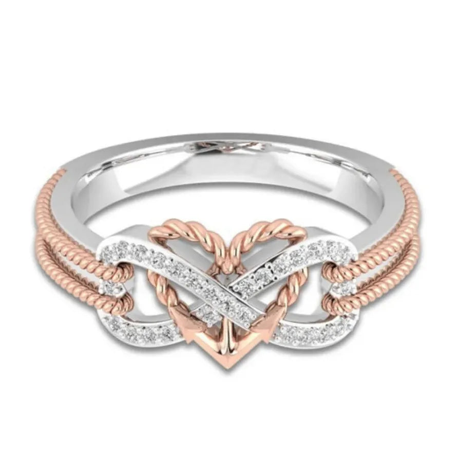 Rose Gold Plated Black Heart Ring Zinc Alloy Valentine's Birthday Gift