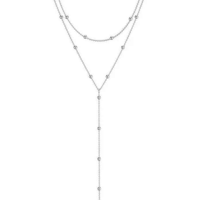 Gold Color Double Layered Long Chain Necklace for Women Fashion Jewelry