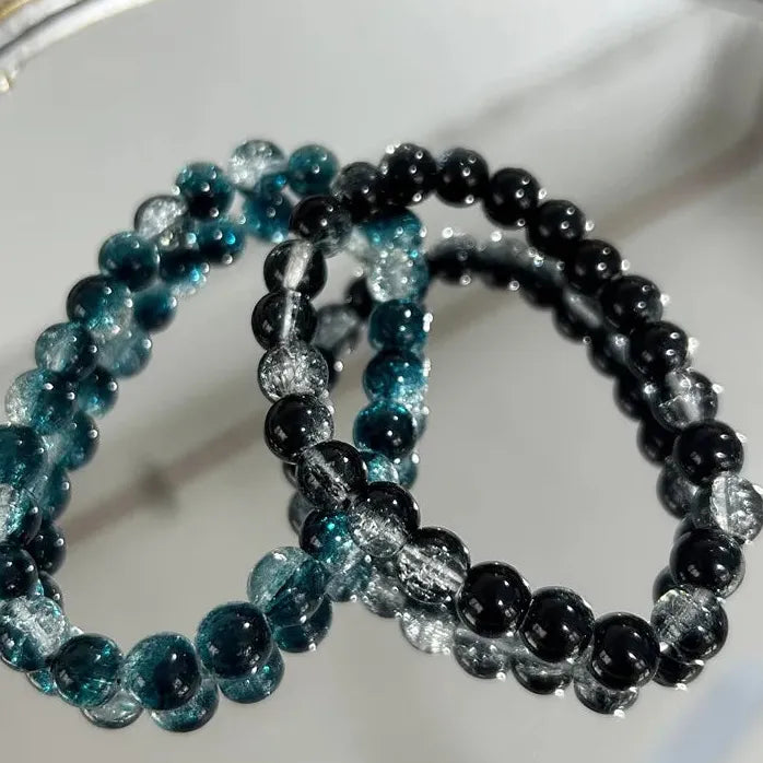 8MM Handmade Elastic Glass Beads Bracelet Minimalist Round Bangle Gift Jewelry